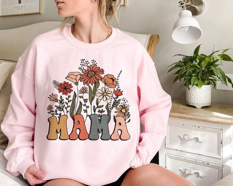 Wildflowers Mama Shirt, Retro Mom TShirt, Mother's Day Gift Best Price Hoodie, Sweatshirt | InkThreadWorks.com