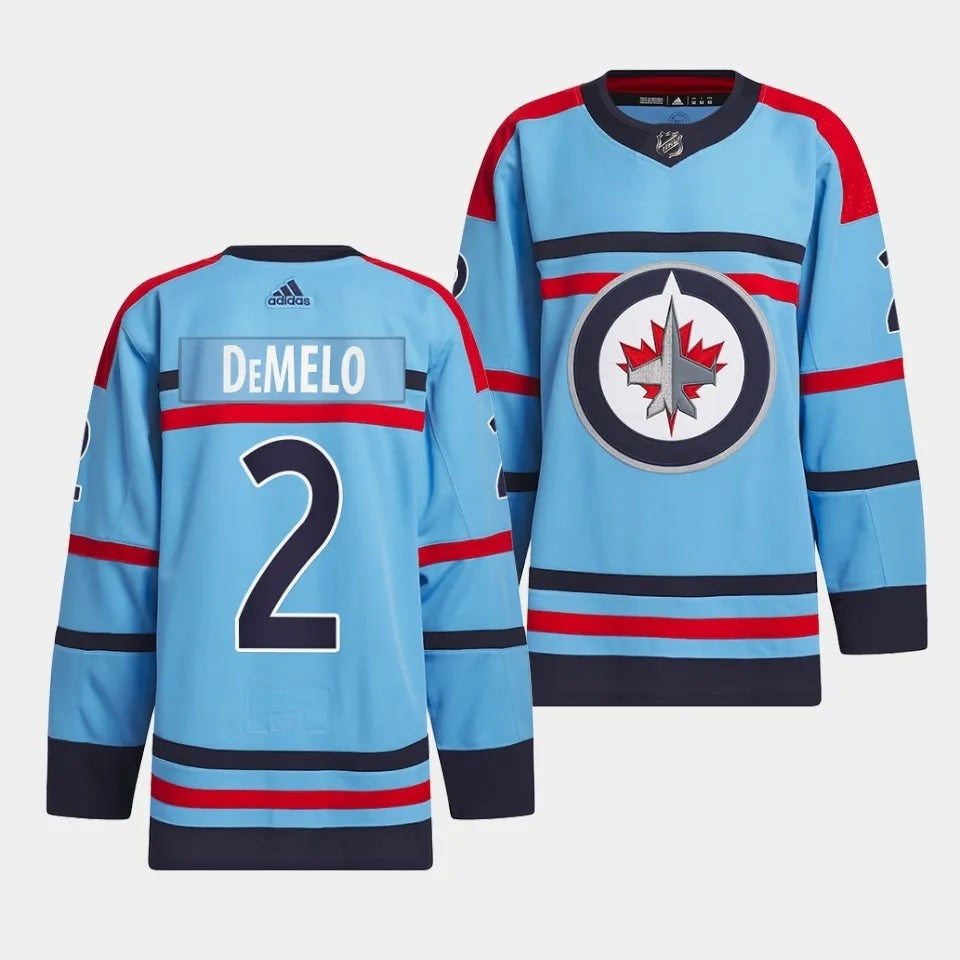 Winnipeg Jets #2 Dylan DeMelo 2023-24 RCAF Centennial Light Blue Jersey