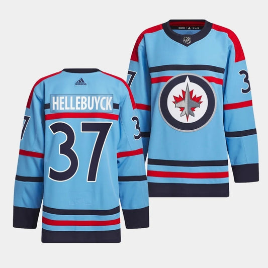 Winnipeg Jets #37 Connor Hellebuyck 2023-24 RCAF Centennial Light Blue Jersey