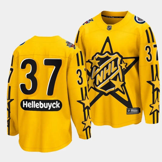 Winnipeg Jets #37 Connor Hellebuyck 2024 NHL All-Star Yellow Jersey Style 2