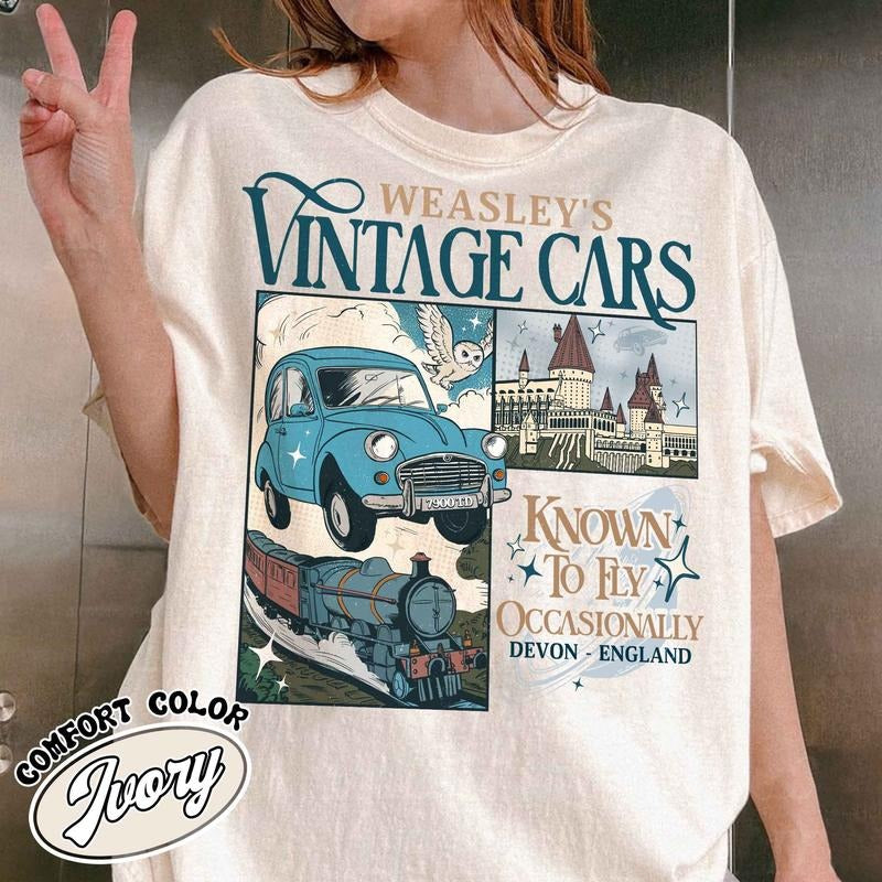 Wizard Flying Car Comfort Colors Shirt, Wizard Flying Car Shirt, HP Inspired Shirts, HP Shirt, Wizard School Fandom...
