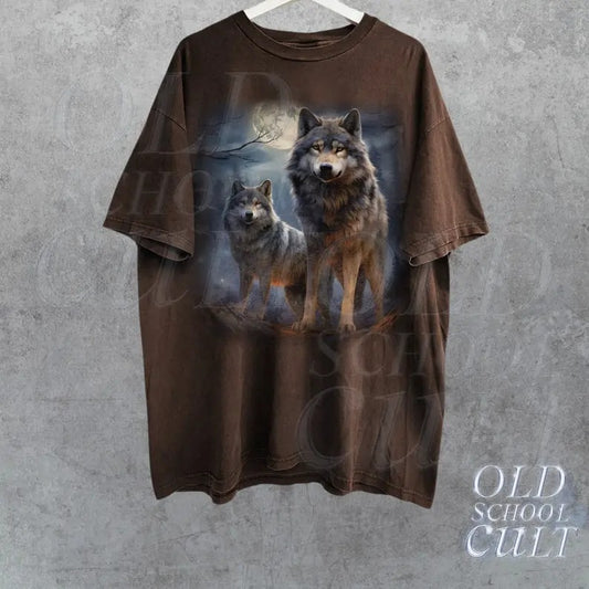 Wolf 90s Vintage Graphic Shirt, Wolves Lovers Retro Tee, 2000s Nature Shirt, Vintage Unisex Oversize Tee, Cute Wolf Gift, Faded Shirt