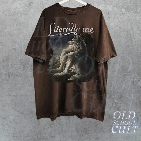 Wolf Funny Vintage T-Shirt, Retro Meme Tee, Grunge Clothing Aesthetic, Emo Silly Animal Graphic Shirt, Alpha Wolf Shirt, Washed Shirt
