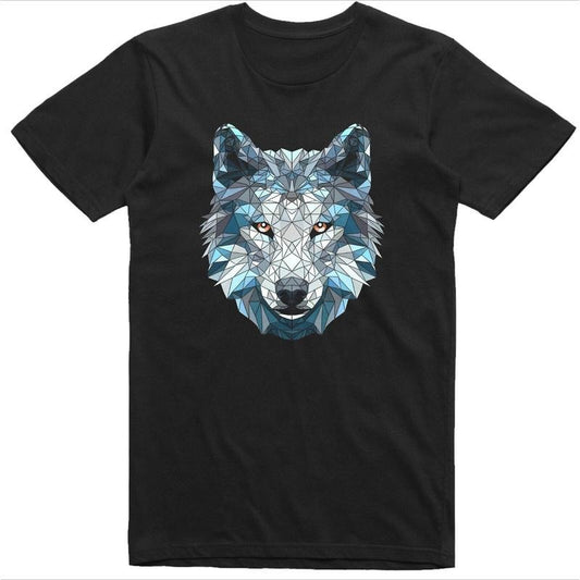 Wolf Mens T Shirt Polygonal Style Colorful Print Regular Fit 100% Cotton Tee Made in USA Hoodie, Sweatshirt