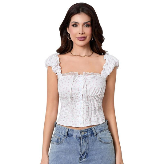 Women Camisole, Sleeveless Tops Square Neck Floral Tie-up Slim Fit Summer Vest for Party Club Comfort Womenswear...