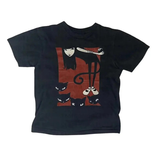 Women Cat Baby Tee, Women 2000s Tops, Y2k Style, Clothes, Emo Girls Baby Tees, Punk Streetwear, Grunge Crop Tops, Women's...