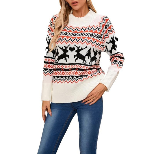 Women Comfy Christmas Sweaters Casual Elk Print Warm Long Sleeve Pullover Basic Knitwear for Fall Streetwear T-Shirts,...