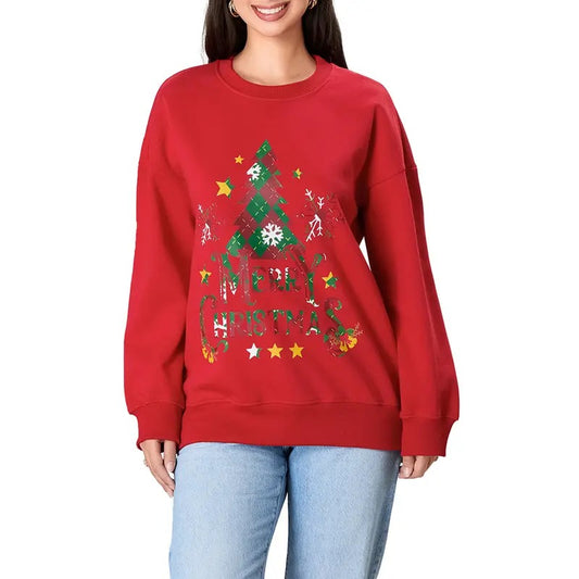 Women Cute Sweatshirts Christmas Tree Letter Print Long Sleeve Pullovers Casual Fall Workout Tops Autumn Streetwear...