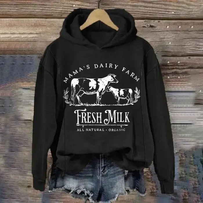 Women Nursing Hoodie for Breastfeeding Zip Nursing Friendly Maternity Sweater Mama's Daily Farm Fresh Milk Pullover Tops...