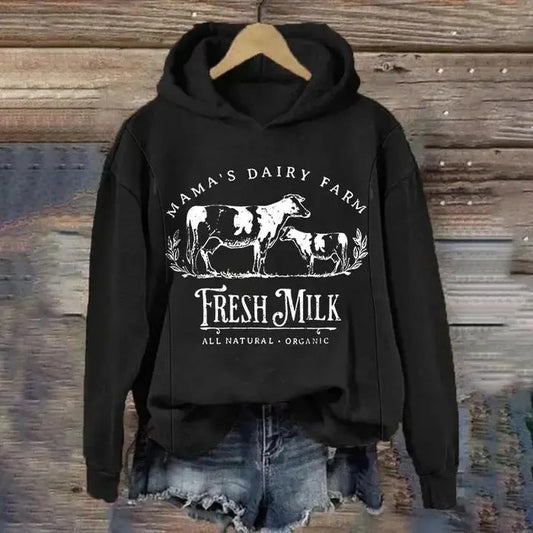 Women Nursing Hoodie for Breastfeeding Zip Nursing Friendly Maternity Sweater Mama's Daily Farm Fresh Milk Pullover Tops...