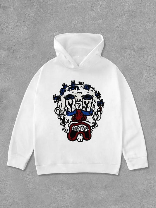 Women's Cartoon Face Print Hoodie, Fashion Casual Long Sleeve Hooded Sweatshirt for Daily Holiday Outdoor Wear, Women...