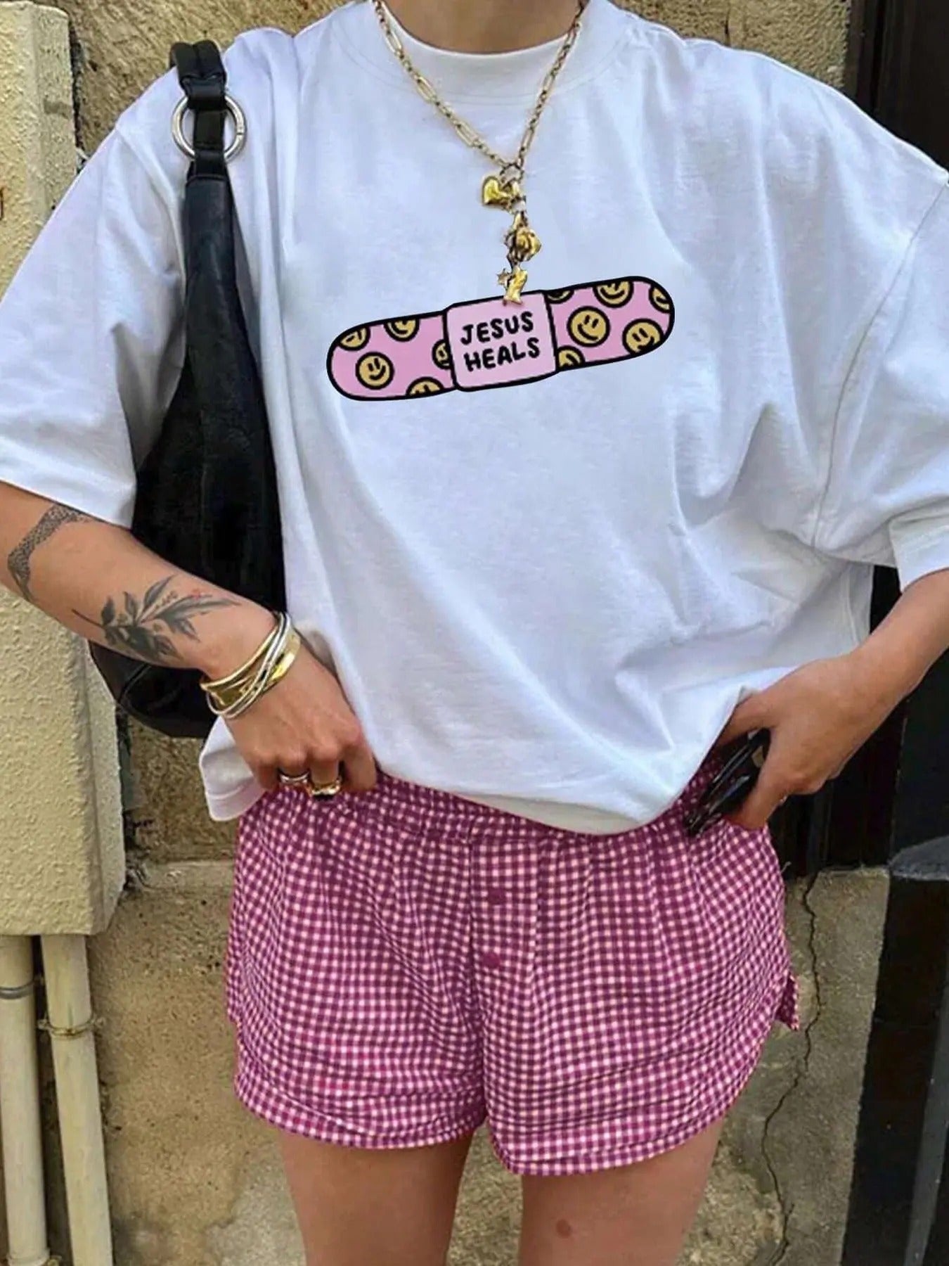 Women's Cartoon Print Drop Shoulder Tee, Fashion Casual Crew Neck T-Shirt for Daily Holiday Vacation Outdoor Wear, Ladies...