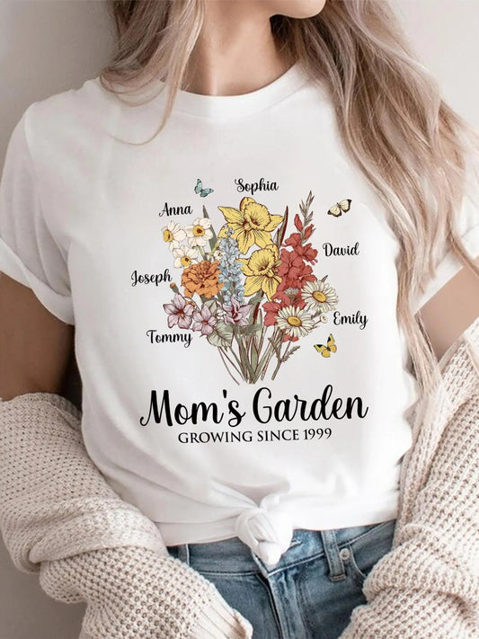 Women's Floral & Letter Print Round Neck Tee, Casual Short Sleeve T-shirt for Summer, Ladies Clothes for Daily Wear...