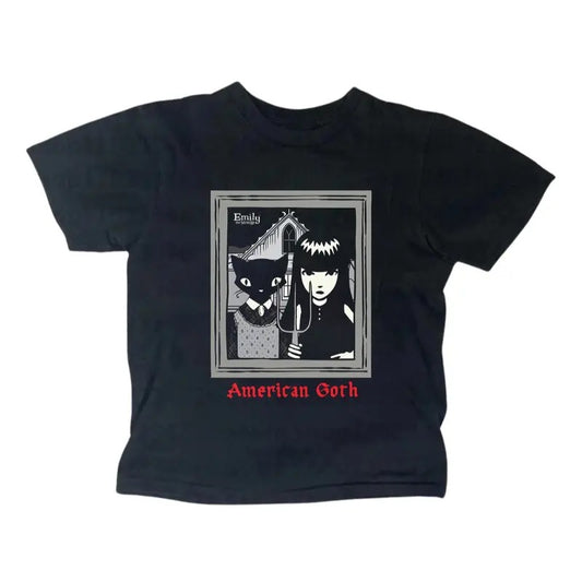 Women's Gothic Emo Girl Strange Cat Baby Tee, Y2K Summer Top, Casual Cotton Short Sleeve Fitted T-Shirt