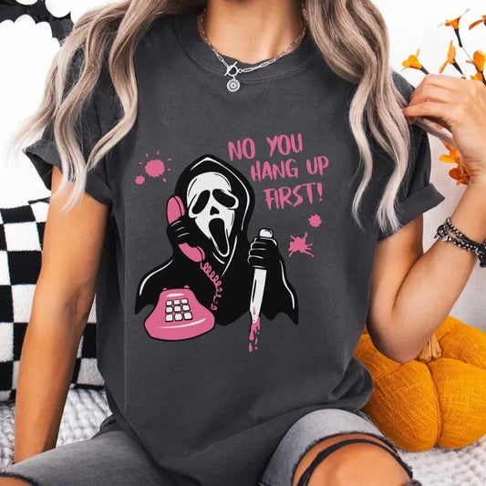 Women's Graphic T-Shirt: ghostface You Hang Up First, Short Sleeve, Casual Cotton - Womenswear, Top