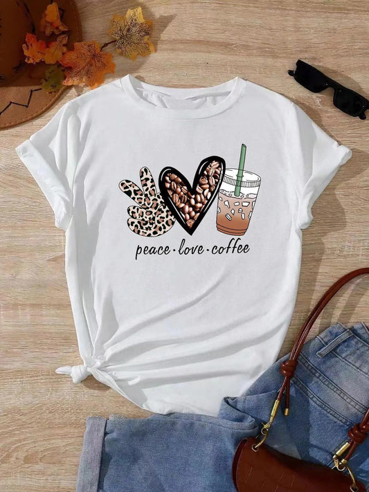 Women's Leopard Cartoon Graphic Print Round Neck Tee, Fashion Casual Short Sleeve T-shirt, Ladies Summer Clothes for Daily Wear