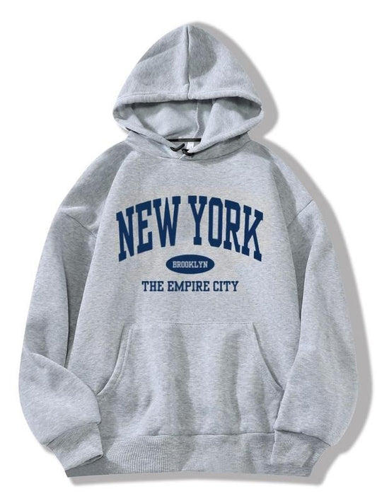 Women's Letter Print Drawstring Pocket Hoodie, Casual Long Sleeve Hooded Sweatshirt for Fall & Winter, Fashion Ladies'...