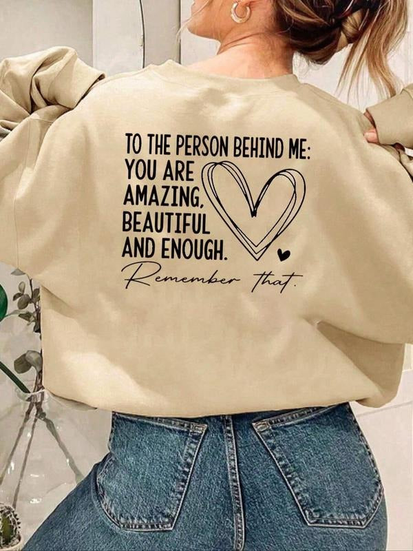 Women's Letter Print Drop Shoulder Sweatshirt, Casual Long Sleeve Round Neck Pullover for Fall & Winter, Women's Clothes...