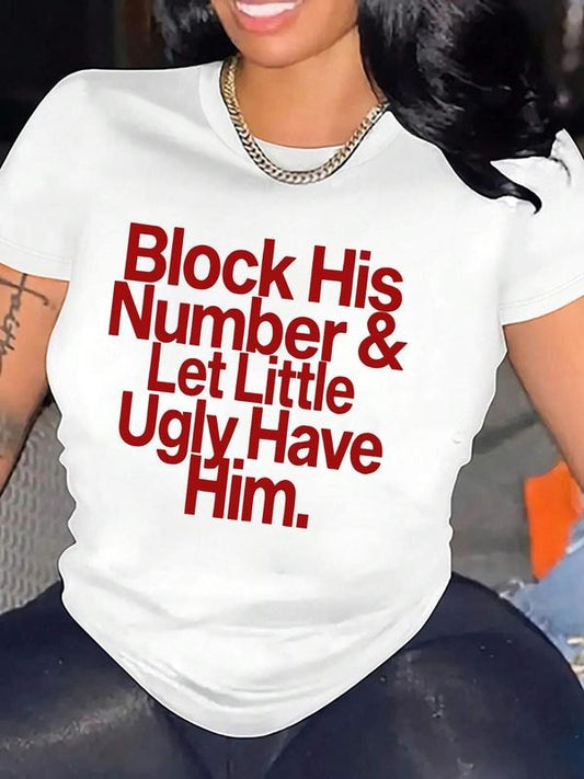 Women's Letter Print Round Neck Graphic Tee, Fashion Casual Crew Neck T-shirt for Daily Holiday Vacation Outdoor Wear, Ladies Clothes for Summer