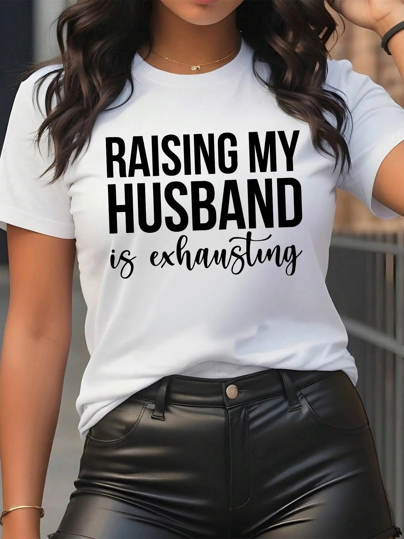 Women's Letter Print Round Neck Graphic Tee, Trendy Casual Short Sleeve T-shirt For Daily Wear, Ladies Summer Outfitstyle{n002}2