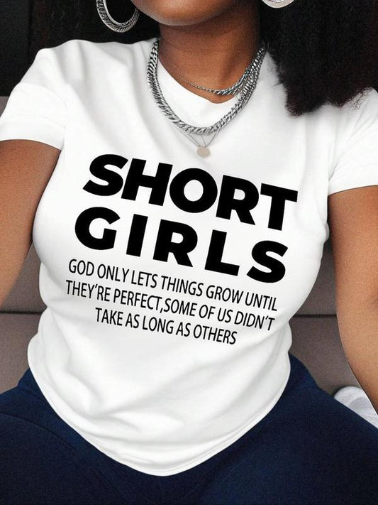 Women's Letter Print Round Neck Shortsleeve Tee, Fashion Casual Crew Neck Short Sleeve T-shirt for Daily Holiday Vacation...