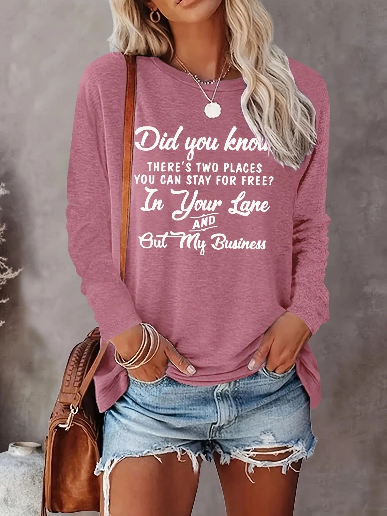 Women's Letter Print Round Neck Sweatshirt, Casual Long Sleeve Crew Neck Pullover for Fall & Winter, Women's Clothes for...