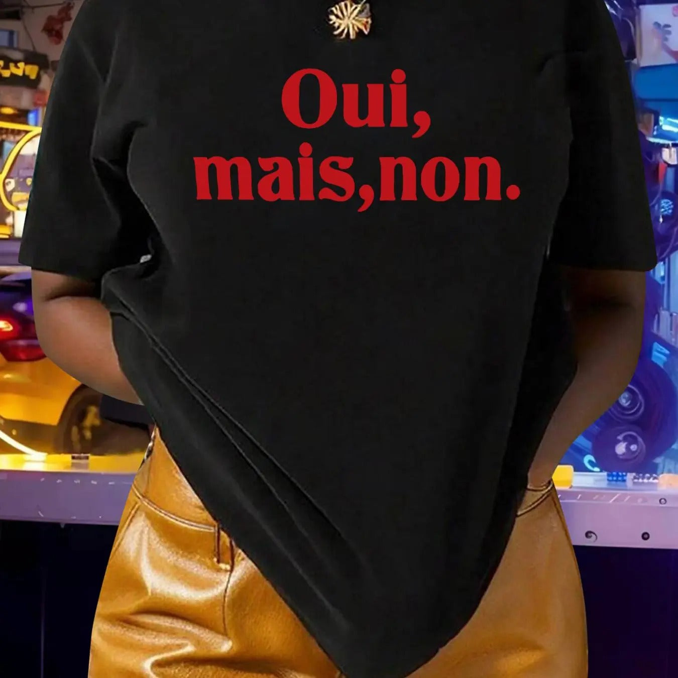 Women's Letter Print Round Neck Tee, Casual Drop Shoulder Short Sleeve T-shirt for Summer, Fashion Women's Top for Daily...