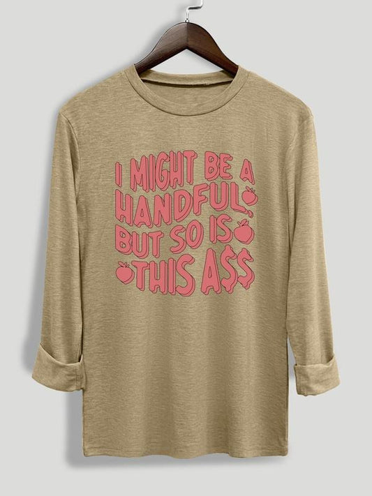 Women's Letter Print Round Neck Tee, Casual Long Sleeve Crew Neck T-shirt for Daily Wear, Ladies Clothing for All Seasons...