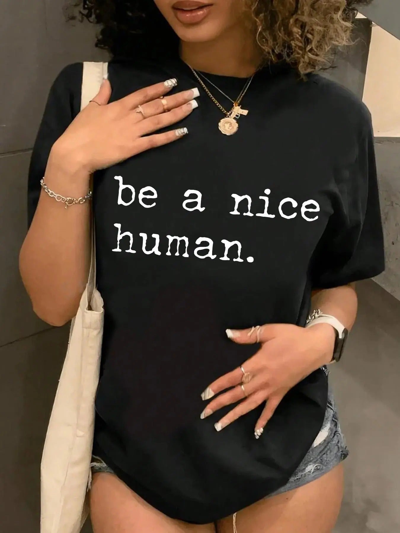 Women's Letter Print Round Neck Tee, Fashion Casual Crew Neck Short Sleeve T-Shirt for Daily Holiday Vacation Outdoor...
