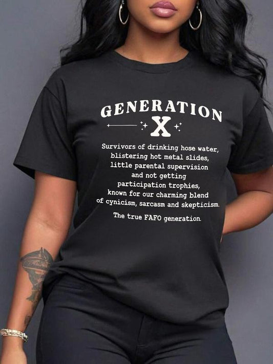 Women's Letter Print Round Neck Tee, Fashion Casual Crew Neck Short Sleeve T-Shirt for Daily Holiday Vacation Outdoor...