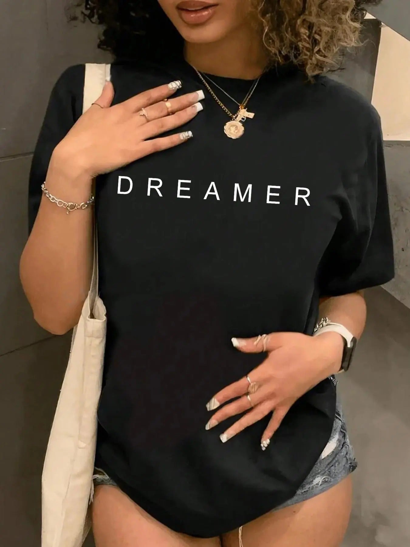Women's Letter Print Round Neck Tee, Fashion Casual Crew Neck T-shirt for Daily Holiday Vacation Outdoor Wear, Ladies...