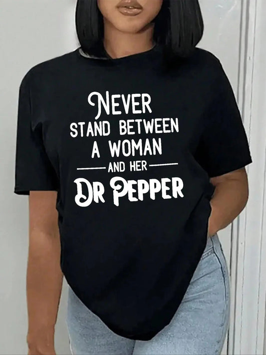 Women's Letter Print Round Neck Tee, Fashion Casual Short Sleeve T-shirt, Ladies Summer Clothes for Daily...