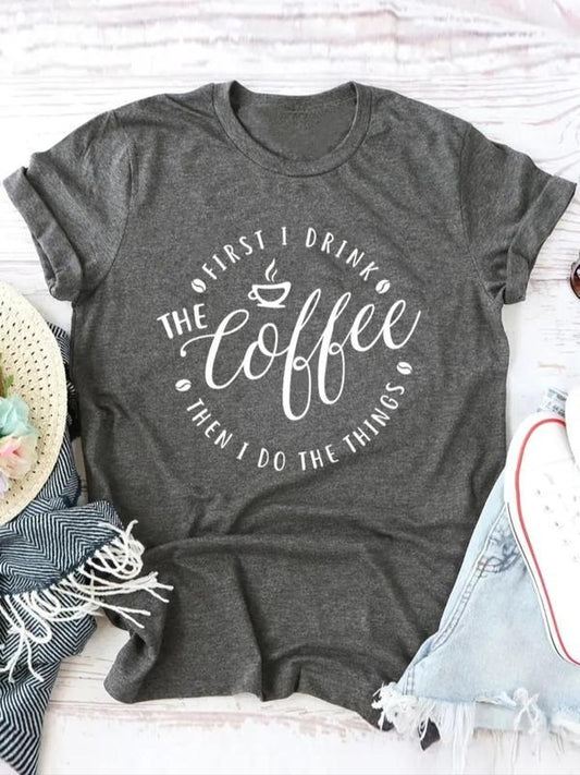 Women's Letter Print Round Neck Tee, Summer Clothes Women, Fashion Casual Short Sleeve Crew Neck Graphic T-Shirt for Summer, Women's Top for Daily Outdoor Wear