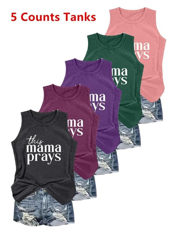 Women's Letter Print Tank Top, Casual Sleeveless Top for Daily Wear, Ladies Clothes for All Seasonsstyle{n002}3 T-Shirts,...
