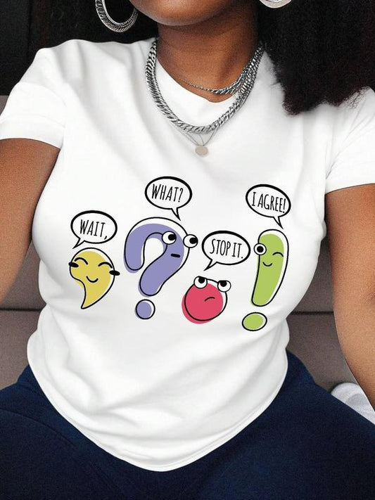 Women's Letter Round Neck Graphic Tee, Fashion Casual Short Sleeve T-shirt for Daily Wear, Ladies Summer Clothes