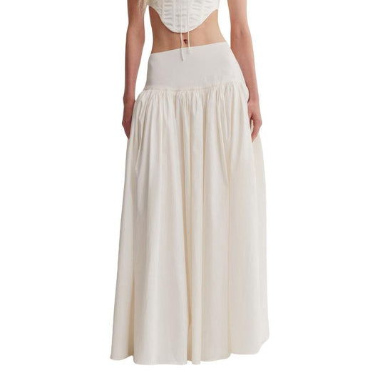 Women's Long Skirt Loose Fitting Elastic Waist Ruched Detail Solid Color Skirt for Spring Summer Lady Womenswear...