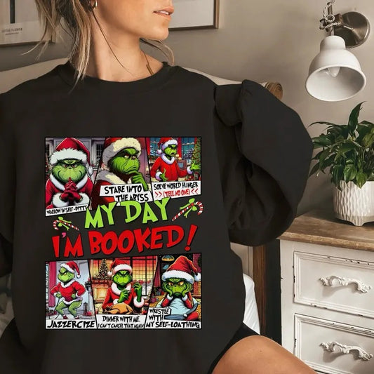Women's Merry Griinch Longsleeve Crewneck Sweater - Pullover, Womenswear T-Shirts, Hoodie, Sweatshirt | InkThreadWorks.com