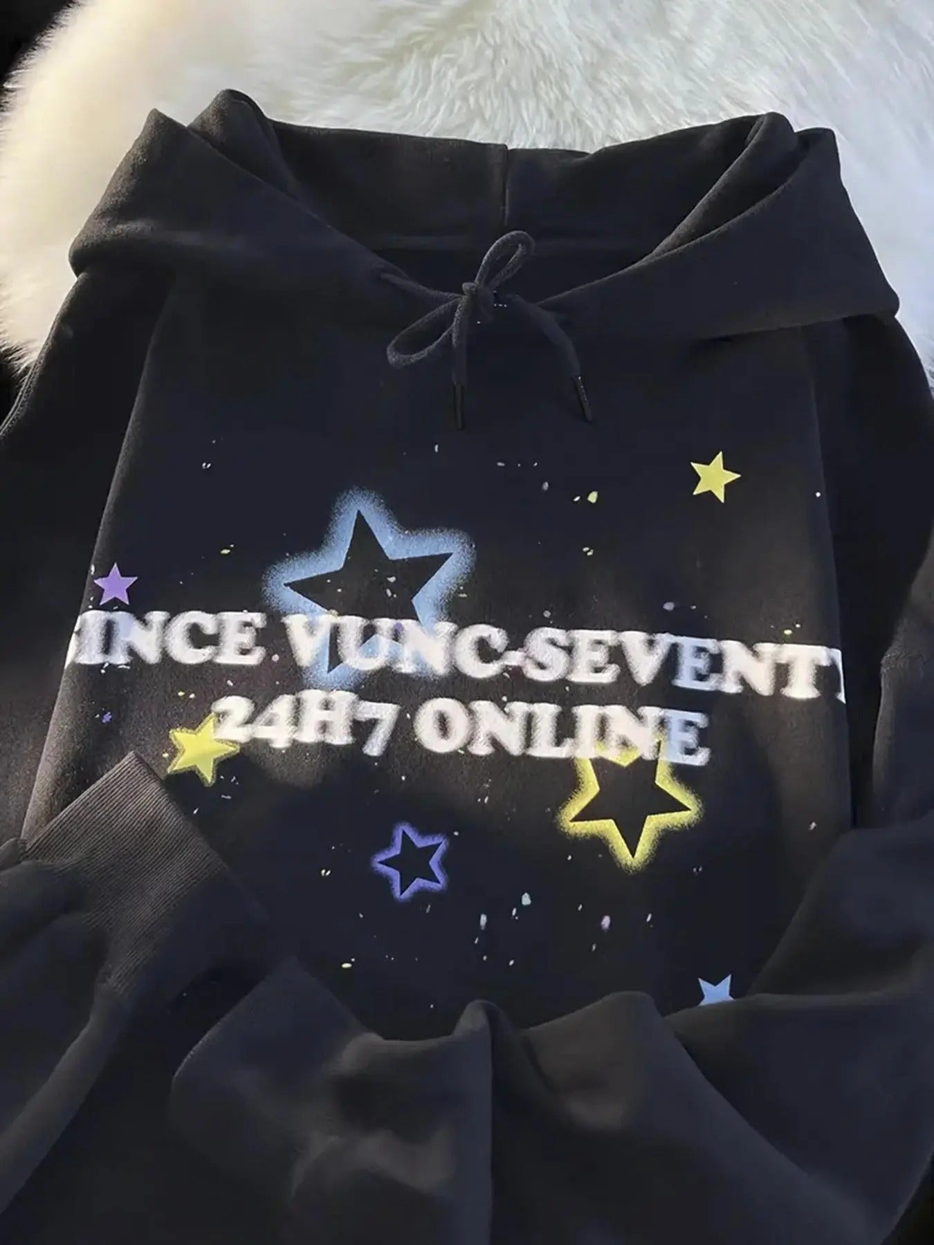 Women's Star Print Drawstring Pocket Hoodie, Casual Long Sleeve Hooded Sweatshirt for Spring & Fall, Fashion Women's...