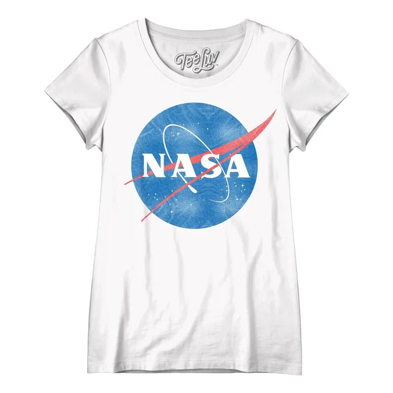 Women's Vintage NASA Logo Scoopneck T-Shirt - White Hoodie, Sweatshirt | InkThreadWorks.com