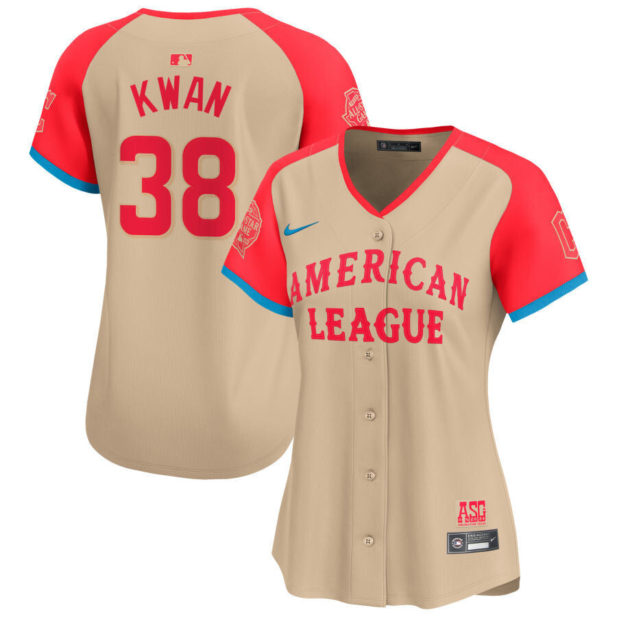 Women American League #38 Steven Kwan 2024 All-Star Game Limited Player Jersey - Cream