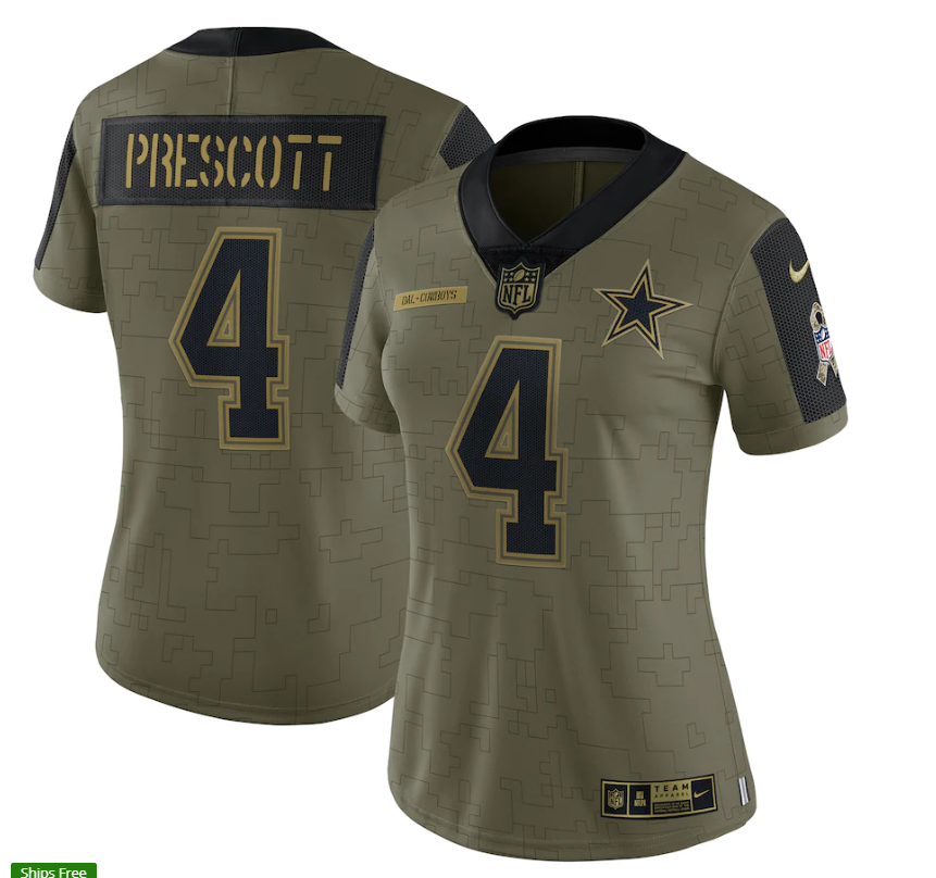Women Dallas Cowboys #4 Dak Prescott 21 New Salute