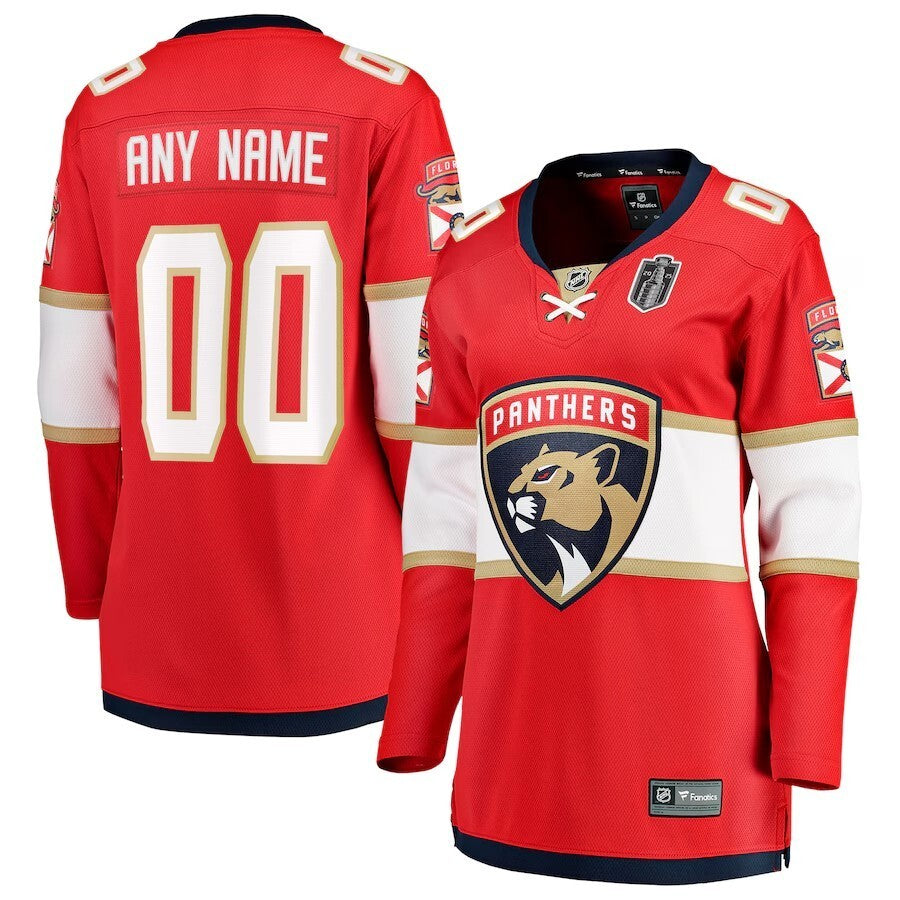 Women Florida Panthers 2025 Stanley Cup Final Home Breakaway Custom Jersey - Red