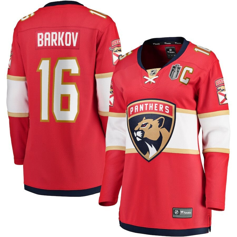 Women Florida Panthers #16 Aleksander Barkov 2024 Stanley Cup Final Home Breakaway Player Jersey - Red