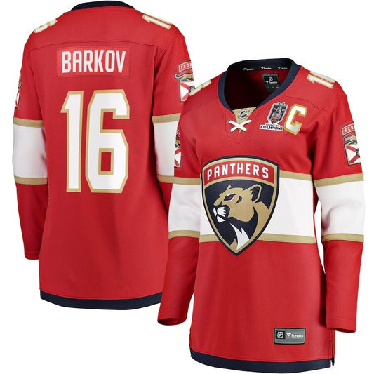 Women Florida Panthers #16 Aleksander Barkov 2025 Stanley Cup Champions Breakaway Jersey - Red