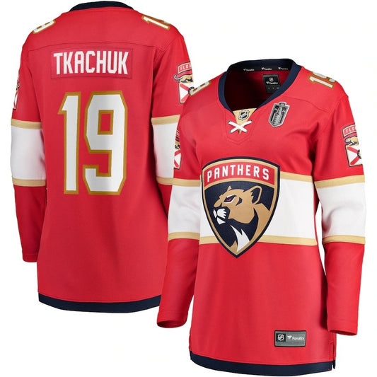 Women Florida Panthers #19 Matthew Tkachuk 2024 Stanley Cup Final Home Breakaway Player Jersey - Red