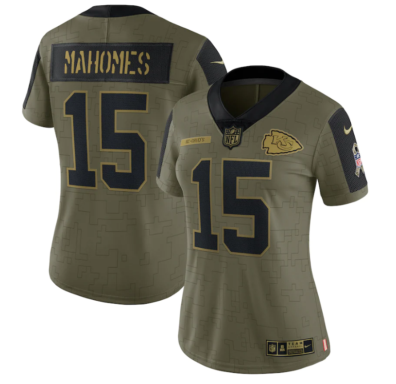 Women Kansas City Chiefs #15 Patrick Mahomes 21 New Salute