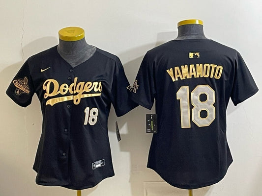 Women Los Angeles Dodgers #18 Yoshinobu Yamamoto Blue Jays Women Style 2