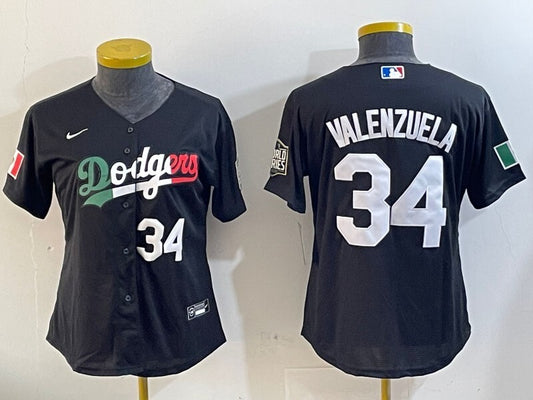 Women Los Angeles Dodgers #34 Fernando Valenzuela Dodgers Women Style 5