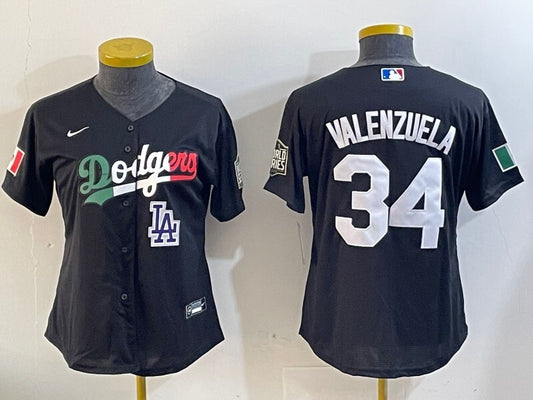 Women Los Angeles Dodgers #34 Fernando Valenzuela Dodgers Women Style 7