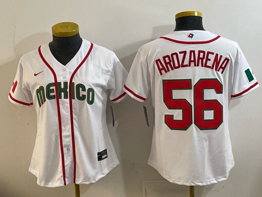 Women Mexico Baseball #56 Randy Arozarena White 2026 World Baseball Classic 26 World Cup Women